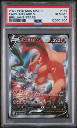 PSA 10 Charizard V Alt Art 154/172 Pokemon Card Tcg Brilliant Stars GEM MINT - Image 1
