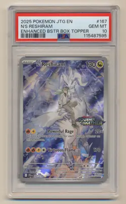 PSA 10 Pokemon JTG EN Journey Together Box Topper N's Reshiram 167/159 GEM MINT! - Image 1
