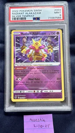 Pokemon TCG Radiant Alakazam 059/195 Silver Tempest Holo PSA 9 MINT - Image 1