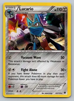 Lucario 63/124 Holo Rare Fates Collide Pokemon Holo Lightly Played - Image 1
