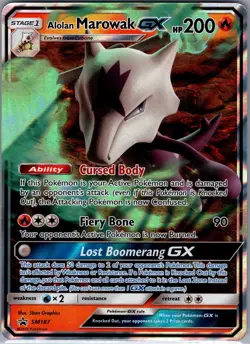 Alolan Marowak GX SM187 - Pokemon TCG SM Black Star Promos - Holo Promo (NM) - Image 1