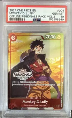 2024 One Piece Monkey D Luffy Offline Regionals PSA 10 P-001 English Gem Mint - Image 1