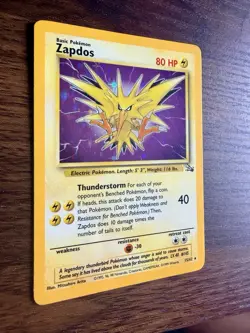 Zapdos 15/62 Fossil Unlimited Holo Rare 1999 80HP Pokemon Card - Image 2