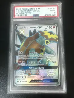 2019 POKEMON SUN & MOON HIDDEN FATES #SV52 FULL ART/TURTONATOR GX PSA 9 - Image 1