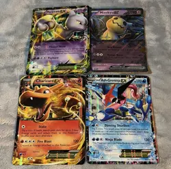 Nintendo Pokemon JUMBO Holo EX 4 Card Lot: Mewtwo Charizard Greninja Mimikyu - Image 1