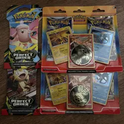 Pokemon Legendary Birds Promo Blister Lot + 2 Perfect Order Blister Packs Sealed - Image 1