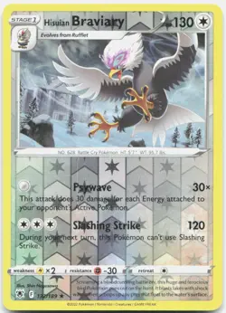 Hisuian Braviary 132/189 Rare Astral Radiance Pokemon Reverse Holo MP - Image 1