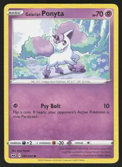 Galarian Ponyta 081/202 Common Sword & Shield Pokemon NM - Image 1