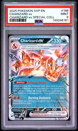 2025 POKEMON SVP EN-SV BLACK STAR PROMO #196 CHARIZARD EX PSA 9 - Image 1