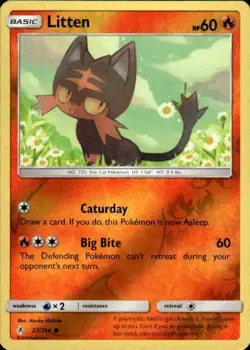 Pokemon Reverse Holo Litten (27) SM - Unbroken Bonds 27/214 LP - Image 1
