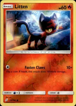 Pokemon Reverse Holo Litten SM - Team Up 20/181 LP - Image 1