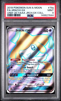 2019 POKEMON SUN & MOON UNIFIED MINDS #79A FULL ART/JIRACHI GX PSA 9 - Image 1