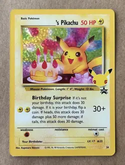 Celebrations Birthday Pikachu 24/53 Black Star Promo Pokemon B - Image 1