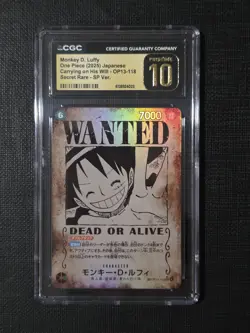 CGC 10 Pristine Luffy OP13-118 SEC Wanted SP Alt Art Carrying on His One Piece - Image 1