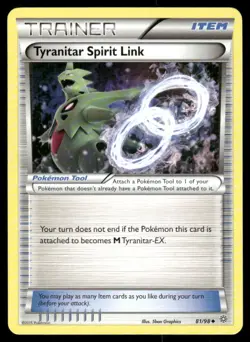 2015 Pokemon Tyranitar Spirit Link Uncommon Ancient Origins 81/98 LP - Image 1