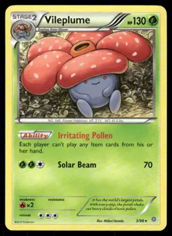 2015 Pokemon Vileplume Rare Ancient Origins 3/98 LP - Image 1