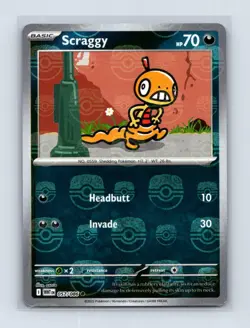 Scraggy (Master Ball Pattern) 057/086 Common White Flare Pokemon Lightly Played - Image 1