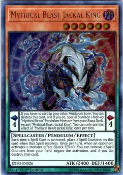 Yugioh Mythical Beast Jackal King EXFO-EN026 Ultra Rare 1st Edition NM - Image 1