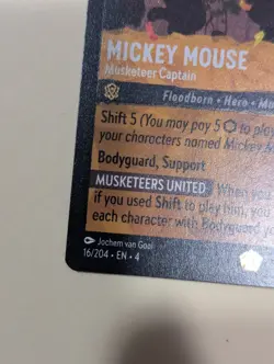 Disney Lorcana Mickey Mouse - Musketeer Captain 16/204 - Cold Foil Legendary NM - Image 2