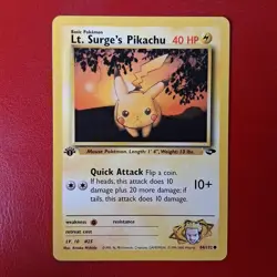 Lt. Surge's Pikachu 84/132 Gym Challenge Regular FIRST EDITION Pokemon Card Lp - Image 1
