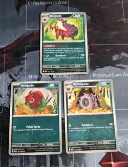 Venipede, Whirlipede, Scolipede Sv: Black Bolt Card Lot Regular Pokemon - Image 1