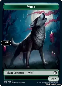 MTG Wolf // Emblem - Teferi, Who Slows the Sunset Double-Sided Token [MID - 1... - Image 1