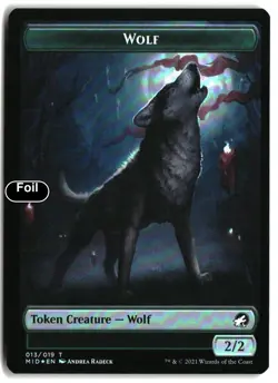 MTG Wolf // Emblem - Teferi, Who Slows the Sunset Double-Sided Token [MID - 1... - Image 3