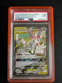Pokemon 2019 Gardevoir & Sylveon GX 205 Alt Art Unbroken Bonds PSA 9 - Image 1