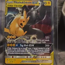 Pokemon Co Pikachu & Zekrom GX 33/181 Sm-Team Up Holo Rare GX 240 HP Eng - Image 1