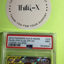 POKEMON SUN & MOON COSMIC ECLIPSE FULL ART/MEGA LOPUNNY & JIGGLYPUFF GX PSA 9 - Image 4