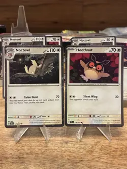 Pokemon Noctowl 127/162 + Hoothoot 126/162 Temporal Forces Promo Cosmos Holo NM - Image 1