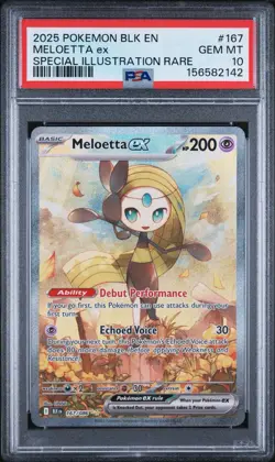 2025 POKEMON BLK EN-BLACK BOLT SPECIAL ILLUSTRATION RARE #167 MELOETTA EX PSA 10 - Image 1
