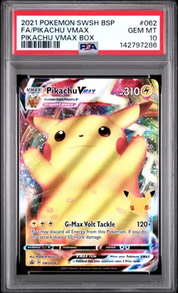 2021 POKEMON SWSH BLACK STAR PROMO PIKACHU VMAX BOX FULL ART/PIKACHU VMAX PSA 10 - Image 1