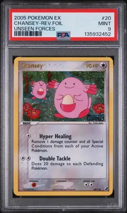 2005 POKEMON EX UNSEEN FORCES #20 CHANSEY-REVERSE FOIL PSA 9 - Image 1