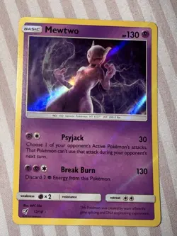 Pokemon TCG Mewtwo 12/18 Detective Pikachu Holo Rare NM - Image 1