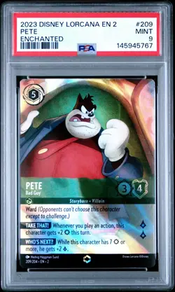 DISNEY LORCANA EN 2-RISE OF THE FLOODBORN 209 PETE BAD GUY ENCHANTED PSA 9 - Image 1