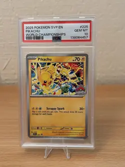 2025 Pokemon Pikachu World Championships SVP 225 PSA 10 - Image 1