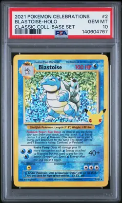 Pokemon Blastoise Classic Collection Holo Celebrations 2/102 PSA 10 2021 - Image 1