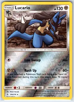 Lucario 126/214 Holo Rare Unbroken Bonds Pokemon Reverse Holo Near Mint - Image 1