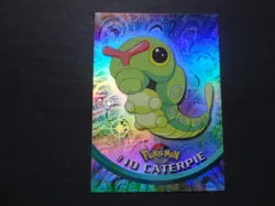 1999 Topps Pokemon Rainbow Foil #10 Caterpie Holo Blue Logo Series 1 TV 1st - Image 1