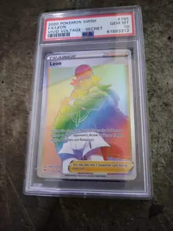 2020 Pokemon TCG Leon Vivid Voltage Secret Rare Rainbow Full Art 195/185 PSA 10 - Image 1