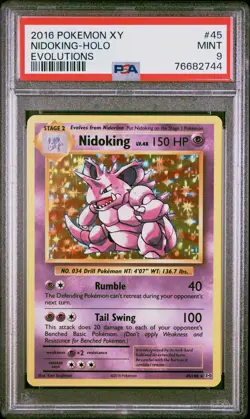 Pokemon XY Evolutions NIDOKING HOLO PSA 9 - Image 1
