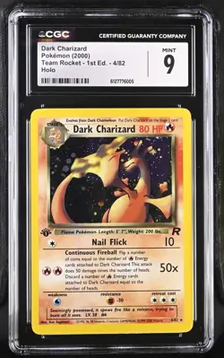 Pokemon Dark Charizard 4/82 2000 Team Rocket - 1st Edition CGC 9 Holo Vintage - Image 1