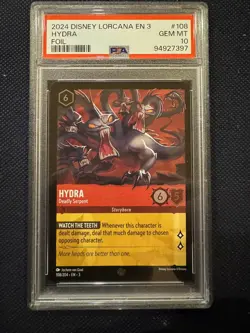 Disney Lorcana #108 HYDRA Deadly Serpent Inklands Legendary Cold Foil PSA 10 - Image 1