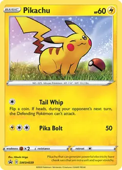 Pokemon Pikachu SWSH039 | 1 CARD + FREE PROTECTOR M19 - Image 1
