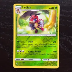 Ledian 10/147 Pokemon Burning Shadows Sun & Moon Reverse Holo Rare Card NM - Image 1