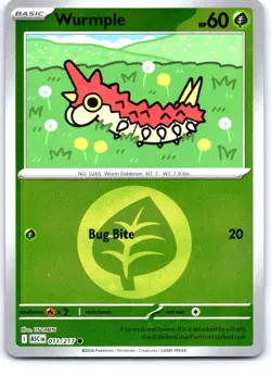 Wurmple (Energy Symbol Pattern) 011/217 Ascended Heroes Pokemon Reverse Holo NM - Image 1