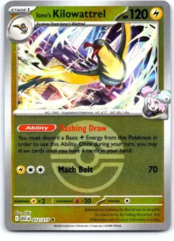 Iono's Kilowattrel (Poke Ball) 072/217 Ascended Heroes Pokemon Reverse Holo NM - Image 1