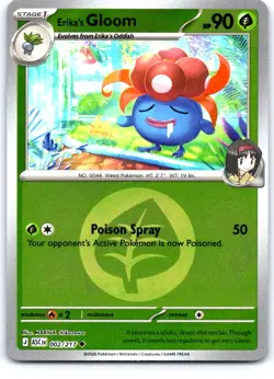 Erika's Gloom (Energy Symbol Pattern) 002/217 Holo AH Pokemon Reverse Holo NM - Image 1