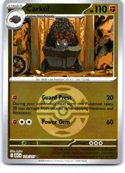 Carkol (Dusk Ball) 119/217 Holo Common Ascended Heroes Pokemon Reverse Holo NM - Image 1